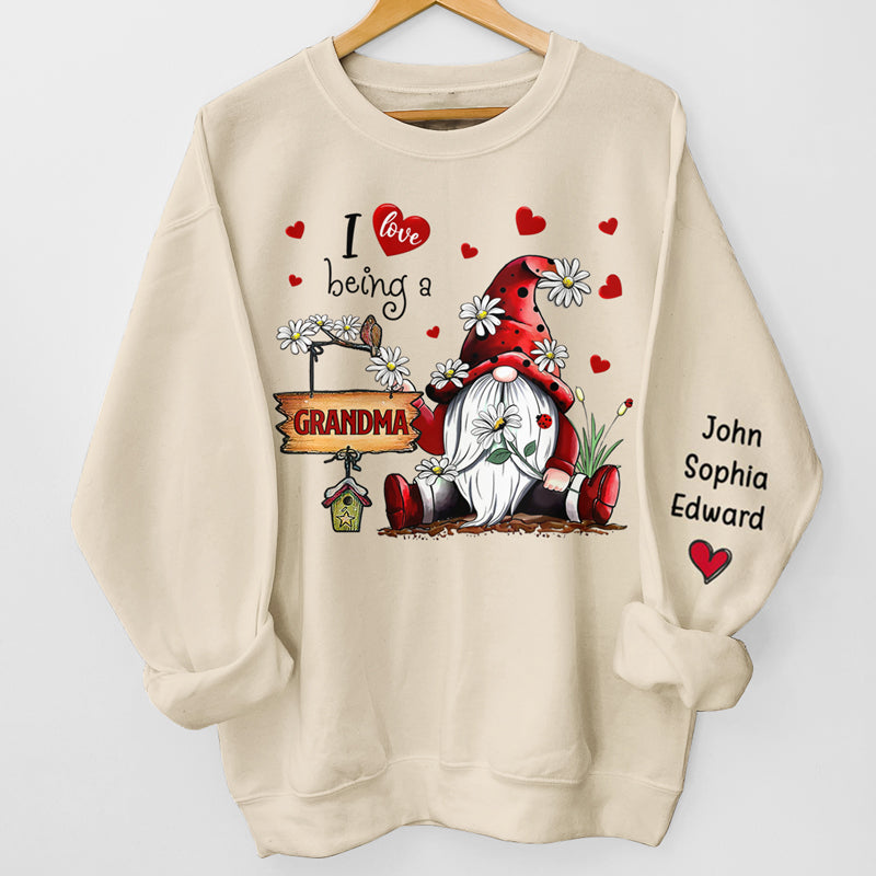 J'adore être grand-mère - Sweat-shirt unisexe personnalisé avec motif sur la manche - Cadeau de Noël pour grand-mère