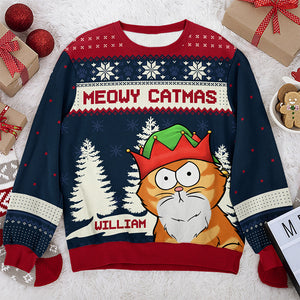 Cher Père Noël, apportez plus de chats ! Sweat-shirt personnalisé avec chat, moche et personnalisé ! Pull en laine unisexe ! Cadeau de Noël pour les propriétaires et les amoureux des animaux.