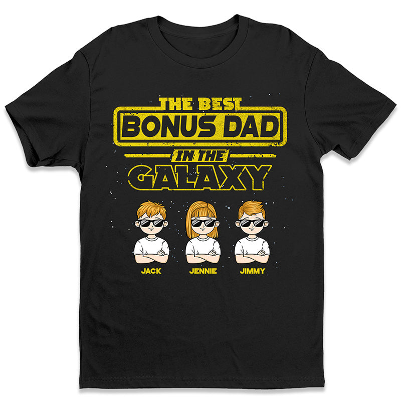 Le meilleur papa bonus de la galaxie - T-shirt, sweat à capuche et sweat-shirt unisexe personnalisé pour la famille - Cadeau de fête des pères et d'anniversaire pour papa