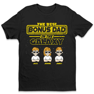 Le meilleur papa bonus de la galaxie - T-shirt, sweat à capuche et sweat-shirt unisexe personnalisé pour la famille - Cadeau de fête des pères et d'anniversaire pour papa