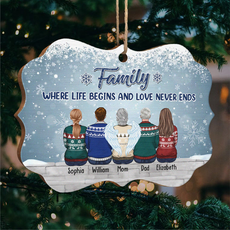 Là où la vie commence et où l'amour ne finit jamais - Décoration familiale personnalisée - Bois en forme de Benelux - Cadeau de Noël pour les membres de la famille
