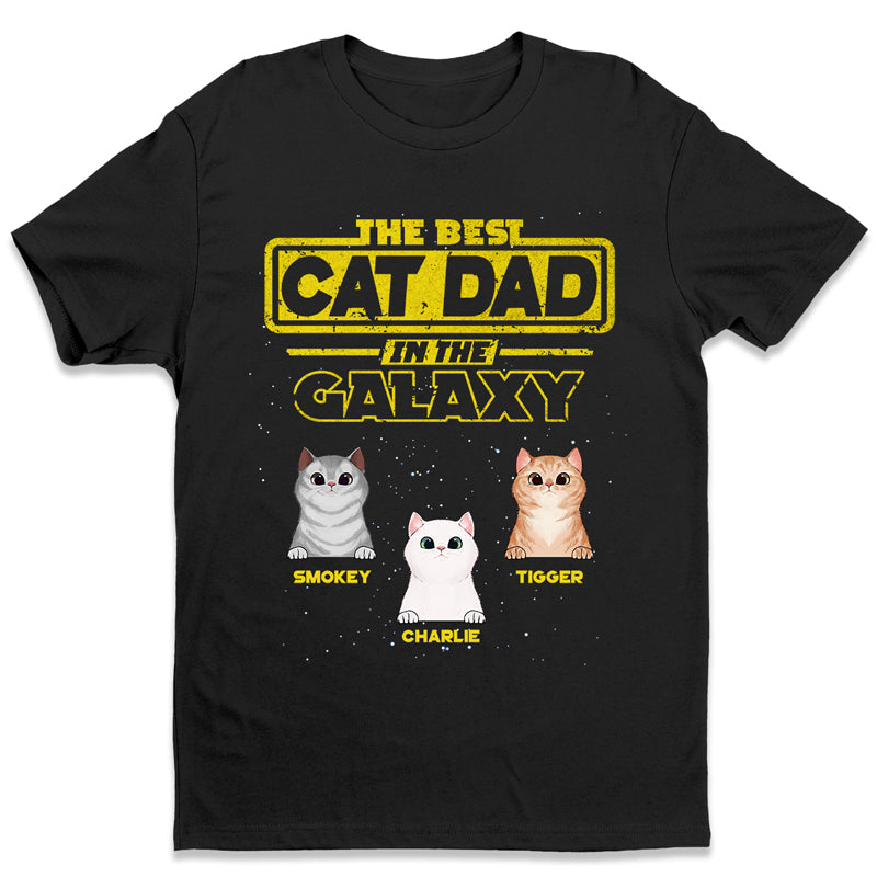 Meilleur papa chat de la galaxie - Cadeau pour papa chat, maman chat - T-shirt unisexe personnalisé