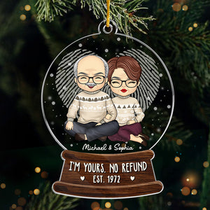 Je suis à toi, pas de remboursement ! Ornement personnalisé pour couple ! Boule à neige en acrylique ! Cadeau de Noël pour mari et femme, anniversaire