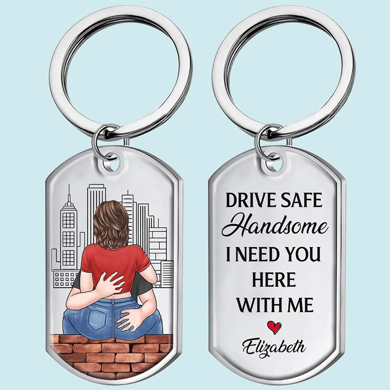 I Need You Here With Me - Couple Personalized Custom Keychain - Gift For Husband Wife, Anniversary