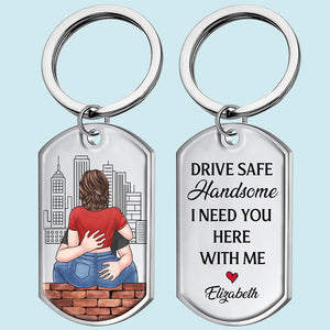 I Need You Here With Me - Couple Personalized Custom Keychain - Gift For Husband Wife, Anniversary