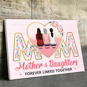Mère et fille liées à jamais - Toile horizontale personnalisée pour la famille - Cadeau pour maman