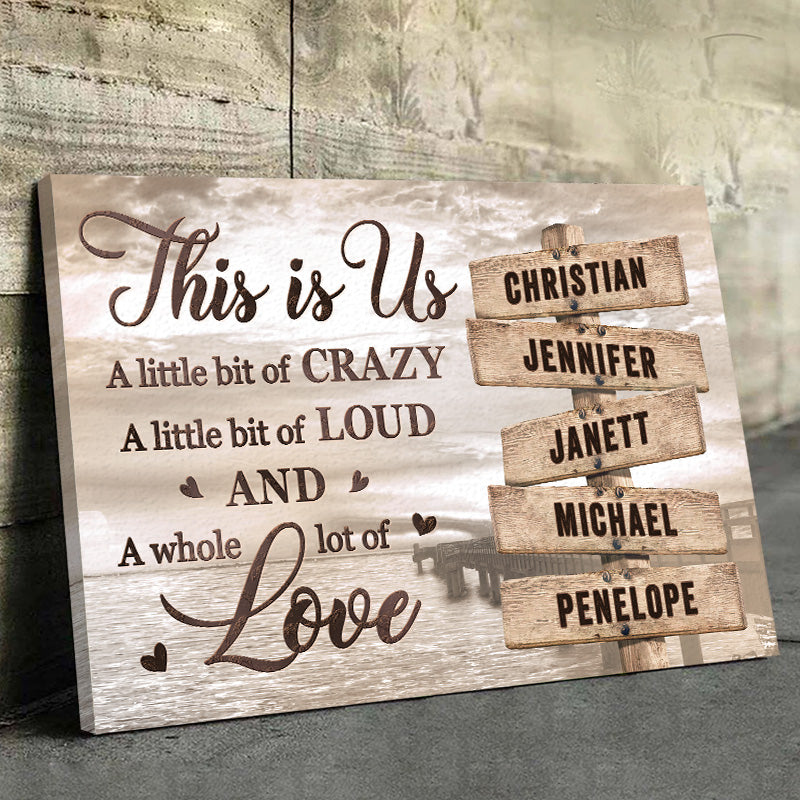 C'est nous et beaucoup d'amour - Toile horizontale personnalisée pour la famille - Cadeau pour les membres de la famille