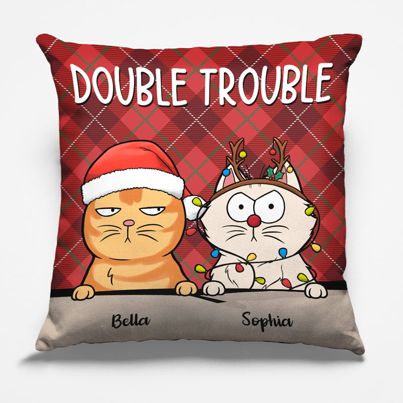 Trouble Makers - Coussin personnalisé pour chien et chat - Cadeau de Noël pour propriétaires et amoureux des animaux