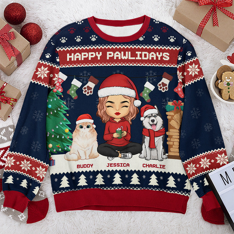 Joyeux Noël ! Sweat-shirt personnalisé pour chien et chat, moche et personnalisé ! Pull unisexe en laine ! Cadeau de Noël pour les propriétaires et les amoureux des animaux.