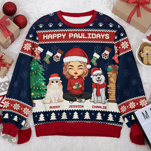 Joyeux Noël ! Sweat-shirt personnalisé pour chien et chat, moche et personnalisé ! Pull unisexe en laine ! Cadeau de Noël pour les propriétaires et les amoureux des animaux.