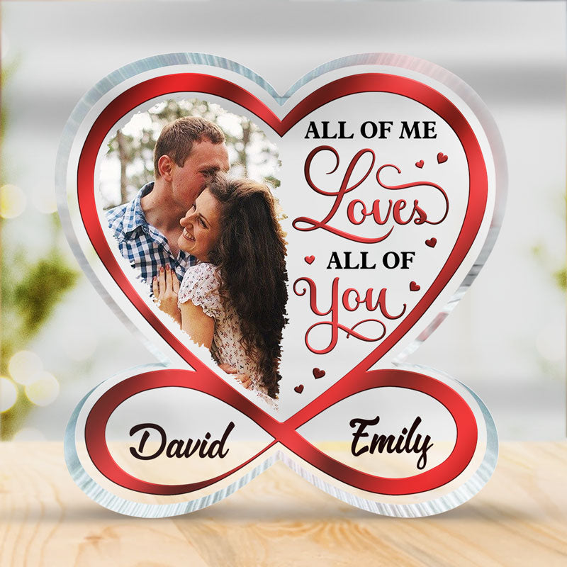 Photo personnalisée « Tout de moi, tout de toi » - Plaque acrylique personnalisée en forme de cœur infini pour couple - Cadeau pour mari et femme, anniversaire