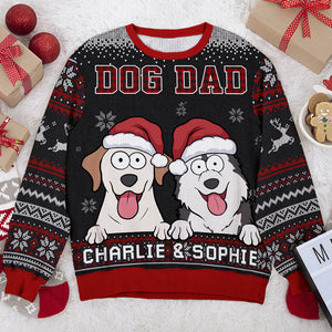 Meilleur papa chien de tous les temps - Sweat-shirt moche personnalisé pour chien - Pull en laine unisexe - Cadeau de Noël pour propriétaires et amoureux des animaux