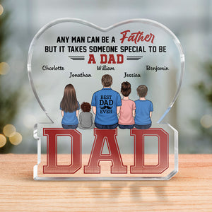 Il faut quelqu'un de spécial pour être papa - Plaque acrylique personnalisée en forme de famille - Cadeau de fête des pères, d'anniversaire pour papa