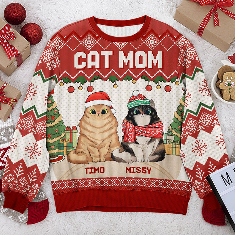 Chat super sexy - Sweat-shirt personnalisé avec inscription « Chat moche » - Pull unisexe en laine - Cadeau de Noël pour les propriétaires et les amoureux des animaux