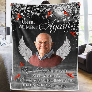 Couverture personnalisée avec photo « Tu me manques jusqu'à ce que nous nous rencontrions à nouveau » - Cadeau de Noël, cadeau de condoléances pour les membres de la famille