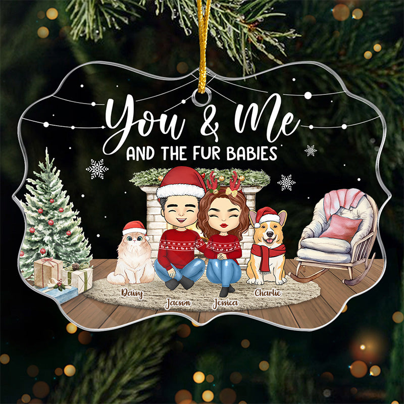 Toi, moi et nos bébés à fourrure - Décoration personnalisée pour chien et chat - En acrylique en forme de Benelux - Cadeau de Noël pour les propriétaires et les amoureux des animaux