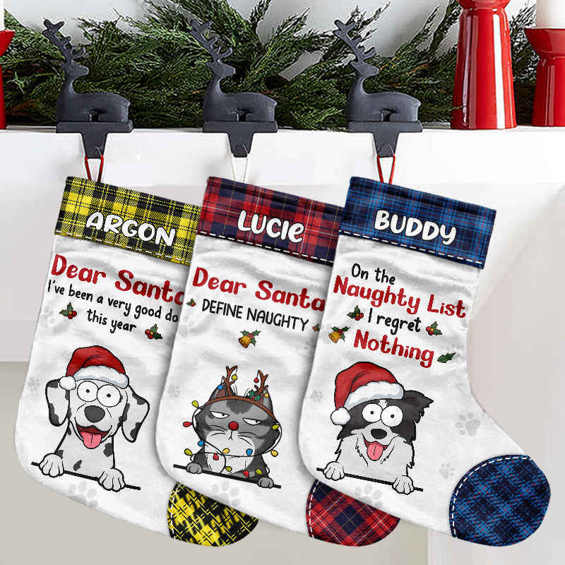 Je suis sur la liste des vilains - Chaussette de Noël personnalisée pour chat et chien - Cadeau de Noël pour les propriétaires d'animaux et les amoureux des animaux