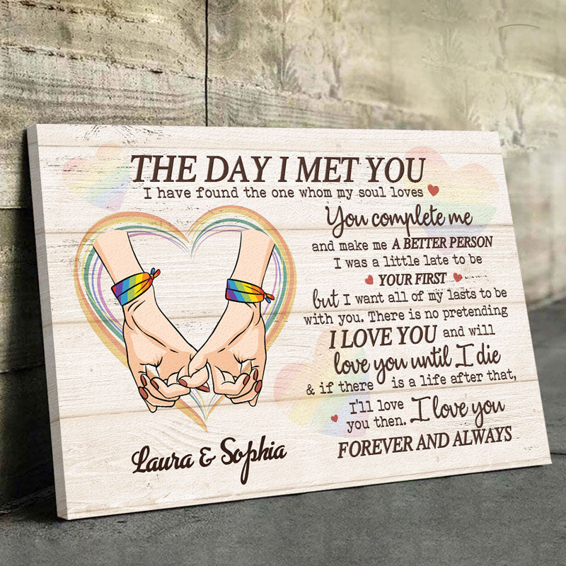 You Complete Me And Make Me A Better Person - Couple Personalized Custom Horizontal Canvas - Gift For Husband Wife, Anniversary, LGBTQ+