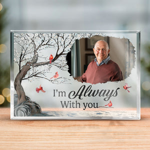 Photo personnalisée « Mon amour est toujours avec toi » – Plaque commémorative rectangulaire en acrylique personnalisée – Cadeau de Noël, cadeau de condoléances pour les membres de la famille