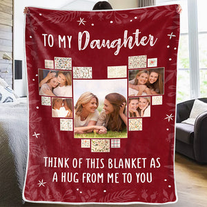 Custom Photo A Hug From Me To You - Family Personalized Custom Blanket - Gift For Family Members