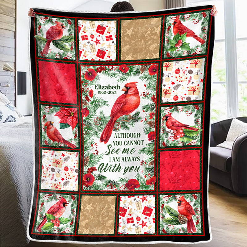 Les cardinaux apparaissent à proximité des anges - Couverture commémorative personnalisée - Cadeau de Noël, cadeau de condoléances pour les membres de la famille