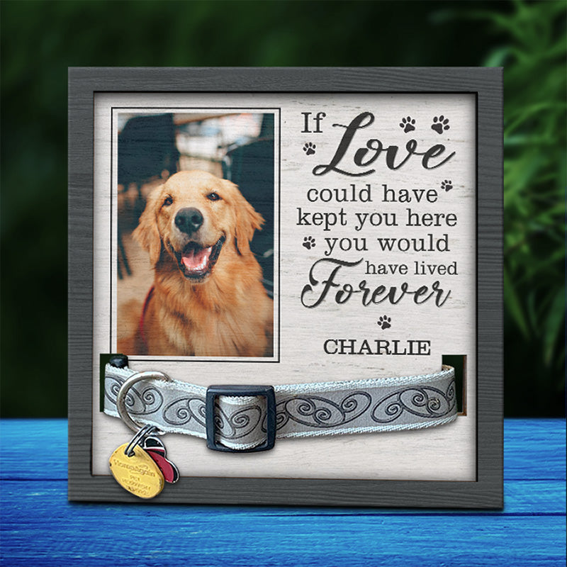 Photo personnalisée « Si l'amour avait pu vous garder ici » - Plaque commémorative personnalisée pour la perte d'un animal de compagnie, cadre pour collier - Cadeau de condoléances pour les propriétaires d'animaux et les amoureux des animaux