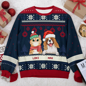 Joyeux Noël, amoureux des animaux - Sweat-shirt de Noël unisexe personnalisé, sweat-shirt en laine, sweat-shirt imprimé intégral - Cadeau pour les amoureux des animaux, cadeau de Noël