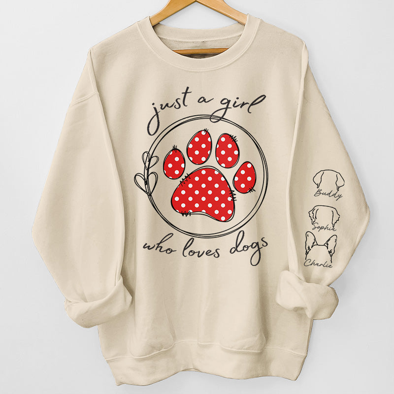 Juste une belle fille qui aime les animaux - Sweat-shirt unisexe personnalisé pour chien et chat avec motif sur la manche - Cadeau pour les propriétaires d'animaux et les amoureux des animaux