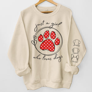 Juste une belle fille qui aime les animaux - Sweat-shirt unisexe personnalisé pour chien et chat avec motif sur la manche - Cadeau pour les propriétaires d'animaux et les amoureux des animaux