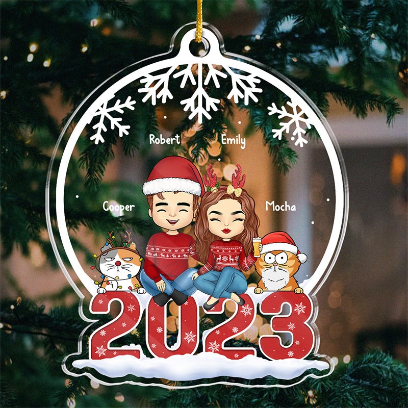 Embrassez l'esprit de Noël - Ornement personnalisé en forme de chat - Acrylique - Cadeau de Noël pour les propriétaires et les amoureux des animaux