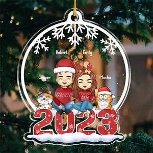 Embrassez l'esprit de Noël - Ornement personnalisé en forme de chat - Acrylique - Cadeau de Noël pour les propriétaires et les amoureux des animaux