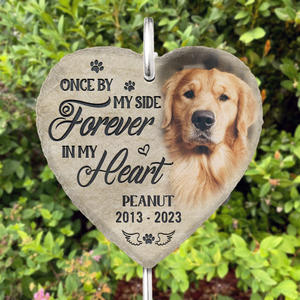 Custom Photo Once By My Side Forever In My Heart - Memorial Personalized Memorial Garden Slate & Hook - Sympathy Gift For Pet Owners, Pet Lovers