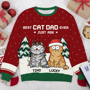 Meilleure maman chat du monde - Sweat-shirt moche personnalisé pour chat - Pull en laine unisexe - Cadeau de Noël pour propriétaires et amoureux des animaux