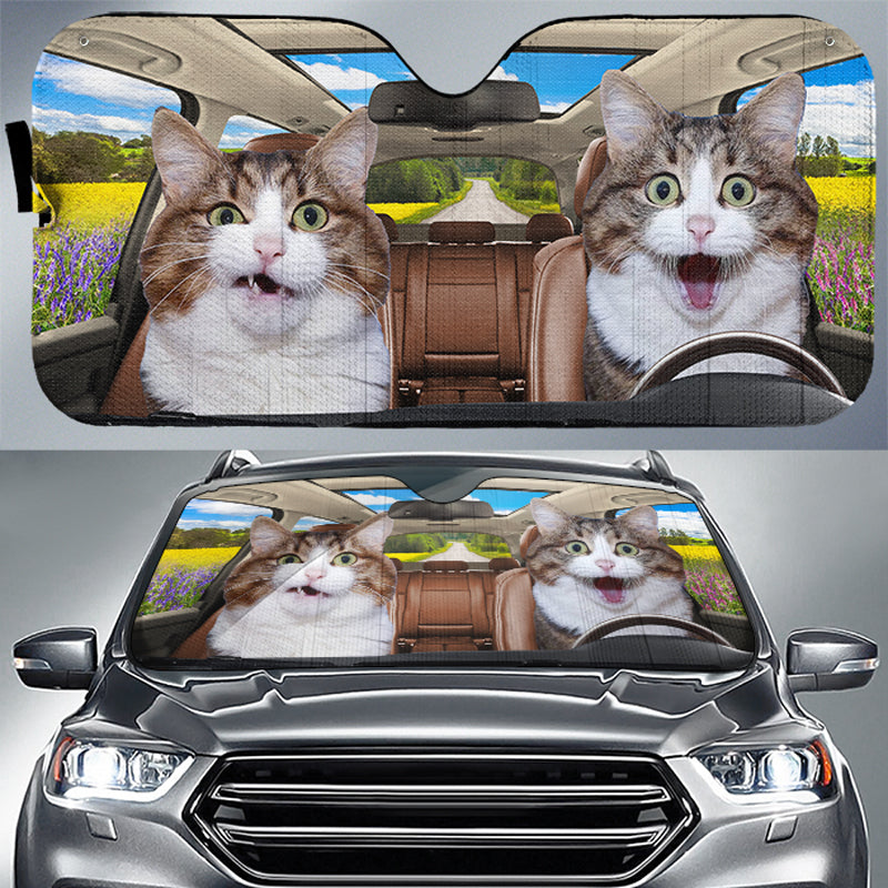 Photo personnalisée « Amusez-vous ensemble » - Pare-soleil personnalisé pour pare-brise de voiture, protection de fenêtre de voiture, cadeau pour propriétaires d'animaux et amoureux des animaux.