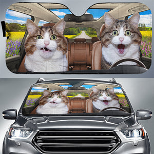 Photo personnalisée « Amusez-vous ensemble » - Pare-soleil personnalisé pour pare-brise de voiture, protection de fenêtre de voiture, cadeau pour propriétaires d'animaux et amoureux des animaux.