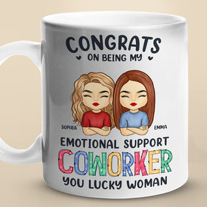Félicitations pour votre soutien émotionnel, chers collègues ! Vous avez de la chance ! Mug personnalisé pour collègue - Cadeau pour collègues, collègues de travail, collègues