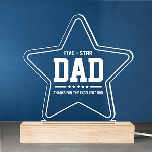 Papa cinq étoiles, merci pour votre excellent ADN ! Lampe LED 3D personnalisée pour la famille ! Cadeau d'anniversaire et de fête des pères