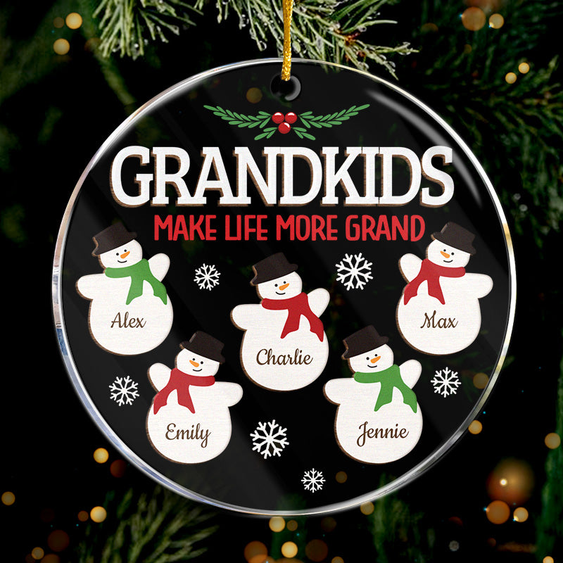 Les petits-enfants rendent la vie plus belle - Décoration familiale personnalisée - Forme ronde en acrylique - Cadeau de Noël pour grand-mère