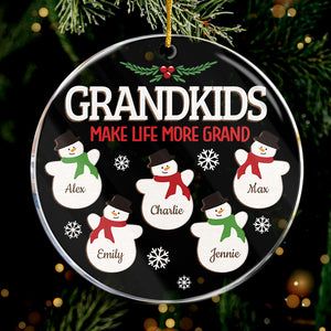 Les petits-enfants rendent la vie plus belle - Décoration familiale personnalisée - Forme ronde en acrylique - Cadeau de Noël pour grand-mère