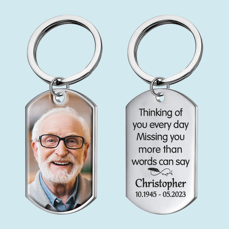Porte-clés personnalisé avec photo « Tu me manques plus que les mots ne peuvent le dire » - Cadeau de condoléances pour les membres de la famille