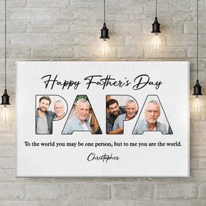 Photo personnalisée Bonne fête des pères, Papa - Toile horizontale personnalisée familiale - Cadeau de fête des pères, d'anniversaire pour papa, grand-père