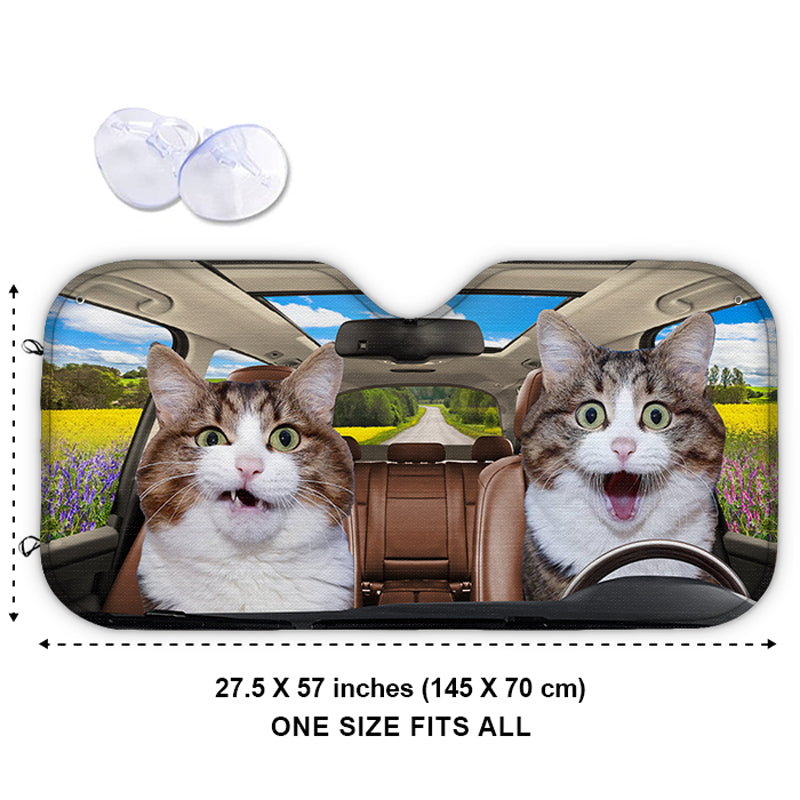 Photo personnalisée « Amusez-vous ensemble » - Pare-soleil personnalisé pour pare-brise de voiture, protection de fenêtre de voiture, cadeau pour propriétaires d'animaux et amoureux des animaux.