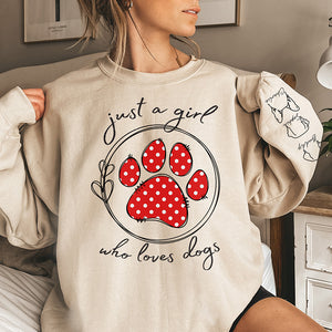 Juste une belle fille qui aime les animaux - Sweat-shirt unisexe personnalisé pour chien et chat avec motif sur la manche - Cadeau pour les propriétaires d'animaux et les amoureux des animaux
