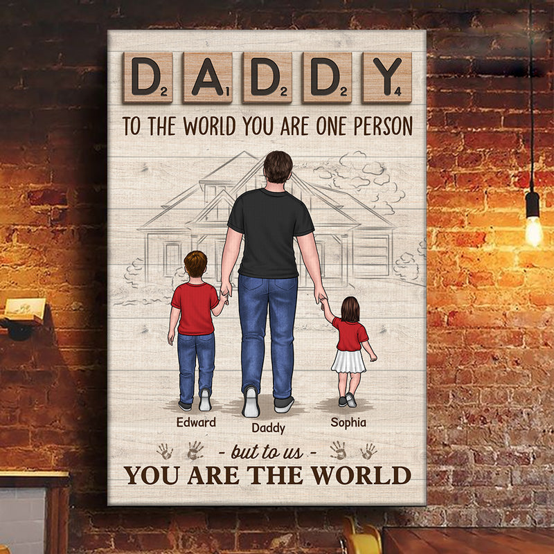 Papa, on t'aime - Toile verticale personnalisée pour la famille - Cadeau d'anniversaire pour papa