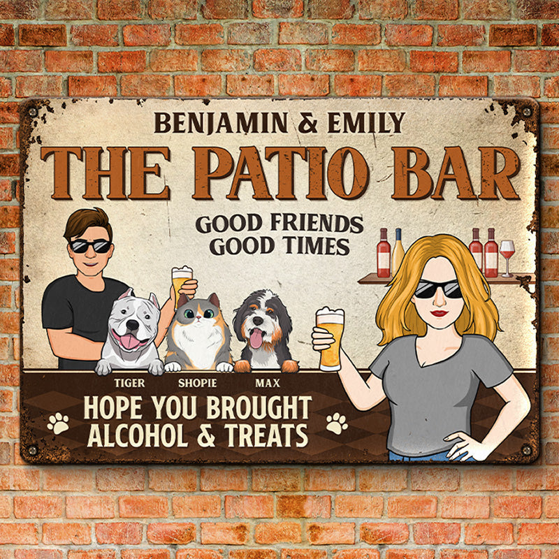 Bons amis, bons moments - Plaque en métal personnalisée pour chien et chat - Cadeau de pendaison de crémaillère pour propriétaires et amoureux des animaux