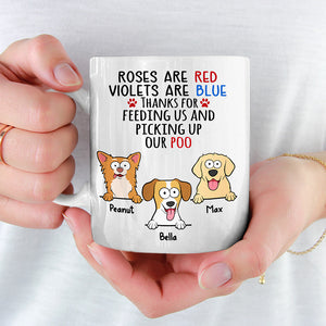 Merci de nous avoir nourris et d'avoir ramassé nos crottes - Mug personnalisé pour chien - Cadeau pour propriétaires d'animaux et amoureux des animaux