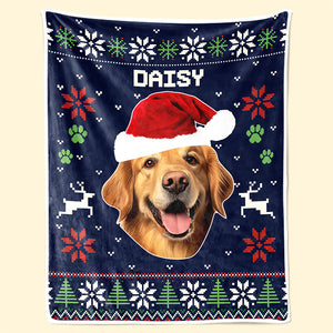 Couverture personnalisée avec photo « Noël arrive » pour chien et chat – Cadeau de Noël pour les propriétaires et les amoureux des animaux