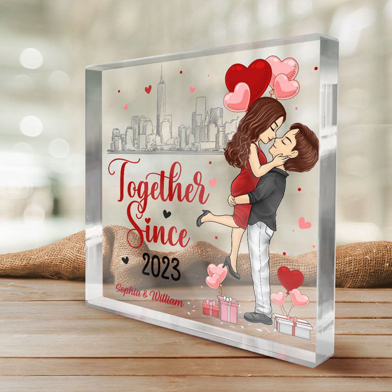 Mon endroit préféré au monde est à côté de toi - Plaque acrylique carrée personnalisée pour couple - Cadeau pour mari et femme, anniversaire