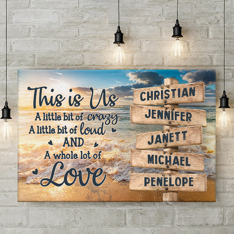 C'est nous, beaucoup d'amour - Toile horizontale personnalisée pour la famille - Cadeau pour les membres de la famille