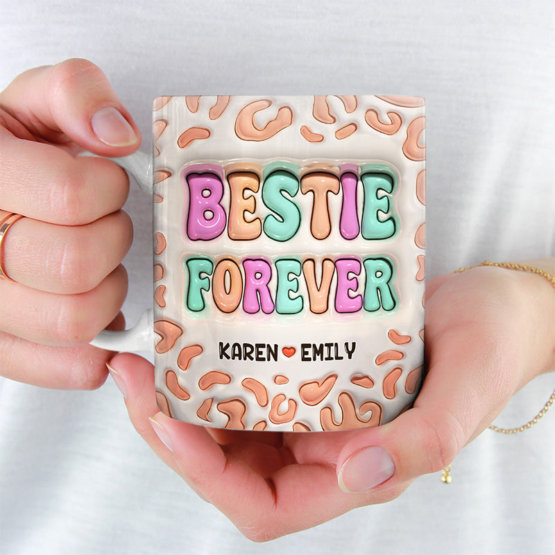 Tasse personnalisée « Meilleurs amis pour les meilleurs amis » avec effet gonflable 3D – Cadeau pour les meilleures amies, les meilleures amies et les sœurs